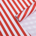 Бумага упаковочная крафт белый "Полосы наклонные широкие красные" 0,6 x10м , 70г/м2